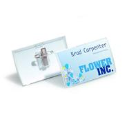 Durable 821419 Portanome Click Fold con Combi Clip, Spilla e Clip a Coccodrillo, Convesso, Apertura a Scatto, 54 x 90 mm, Trasparente, Confezione da 25 Pezzi