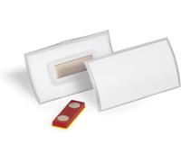 Durable Portanome Click Fold con Magnete, 40 x 75 mm, 10 pezzi | Porta badge convesso in polipropilene, meccanismo a scatto, guida antirotazione, inserti personalizzabili
