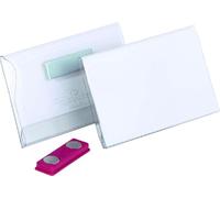 Durable 811719 Porta nome con magnete, aggancio stabile e sicuro, lato inferiore aperto, 54x90 mm, trasparente, confezione da 25 pezzi