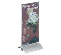 Durable Presenter Dl Stylish Acrylic Table Sign with Aluminium Base 1/3 A4