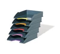 DURABLE Stackable Letter Tray Gray & Multicolor VARICOLOR Set of 5 (770557)