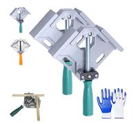 Durable Sturdy Right Angle Clamp 90,Multi Function Right Angle Clamp with Skid Handle for Woodworking,Adjustable Head and Rotating Spindle Screw,for Precise Jointing and Assembly (green,2PCS)