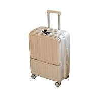 Durable Suitcase for Women Luggage with Lock And USB Charging Port,Can Be Carried On The Plane Ladies Suitcase Retro Suit Case,White-20In