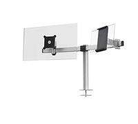 Durable Supporto Monitor e Tablet con Perno Passacavo, argento, 508623 | Braccio per monitor 21-27 pollici e tablet 7-13 pollici, rotazione 360 gradi, alluminio e plastica, altezza 50-340 mm
