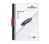 Durable SwingClip, A4 Clip Folder with 30 Sheet Capacity, Red, Box of 25