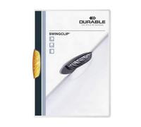 Durable 226009 Swingclip, Cartellina Portadocumenti con Clip Laterale Ellittica, Capacità 30 Fogli, Formato A4, Confezione da 25 Pezzi, Arancione