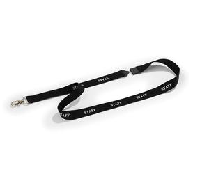 Durable Textile Lanyard Black with "STAFF" Printed Directly Onto SurFace Pack