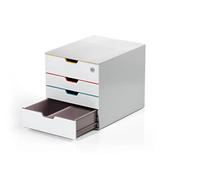 Durable Varicolor Mix Safe 4 Cassettiera Ufficio, 4 Cassetti, multicolore | Plastica ABS, 1 cassetto con serratura, per formati A4 e C4, 2 cassetti XXL, 280x292x356 mm, antiscivolo
