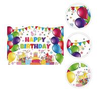 Durable Vinyl Birthday Tapestry Party Background Cloth with Balloon Patterns