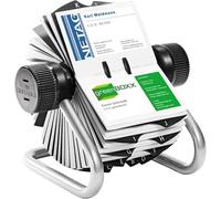 Portabiglietti da visita Visifix Rotary - 400 posti - 19,5x19x12 cm - silver - Durable