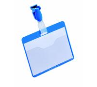 Durable Visitor Name Badge 60 x 90 mm with Clip Blue Pack of 25 Badges Inclu