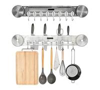 Durable Wall Mounted Inline Vacuum Hooks, Large Curved Hooks, No-Drill Hook Strong Adhesive Knife Holder, for Kitchen Knife Rack Heavy Duty, Removable and Reusable (Clear Gray+Clear White)