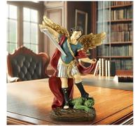 DurableDelights Statua dell'Arcangelo Michele - Statua di San Michele Arcangelo che sconfigge Lucifero e calpesta il demone, scultura religiosa da collezione, 13,5 cm di altezza