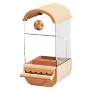 Durablity - Mangiatoie automatiche per uccelli con trespolo per interni, contenitore di alimentazione manuale vicino e intimo naturale per persico appeso all'aperto