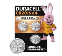 Duracell Batterie a moneta al litio 2016 da 3V (confezione da 4), Lunga durata assicurata, Tecnologia Baby Secure, Per chiavi auto, telecomandi smart, orologi fitness, Confezione a prova di bambino