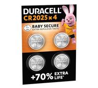 DURA CR2025 X4 - Batteria a bottone al litio, CR2025, 3 V, 20,0x2,5 mm, confezion