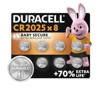 Duracell Batterie a moneta al litio 2025 3V - Fino al 70% di extra durata - Baby Secure - 8 pezzi