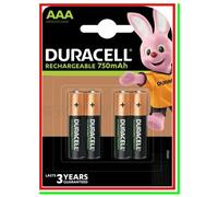 DURACELL - 4 Pile Batterie Duracell Ricaricabili Aaa Ministilo Hr03 Dc2400 Nimh 750mah