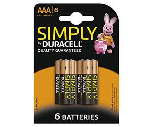 Duracell - 6 Pile alcaline Simply AA, confezione da 6