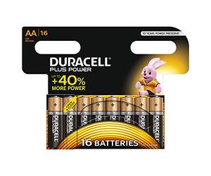 Duracell 81479627 Plus Power Batteria Alcalina di Tipo AA 16, Nero