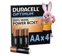 DURACELL AA Batterie Alcaline Optimum (Confezione da 4) 1.5V, LR06 | 200% Più Power Boost Actives - Soddisfano le Esigenze dei Dispositivi Moderni - 100% Riciclabili