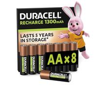 Duracell Batterie Ricaricabili AA (Confezione da 8), Pile ricaricabili, 1300 mAh NiMH, 2000 ricariche, pre-caricate, energia di lunga durata con una confezione plastic free e 100% riciclabile