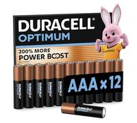 DURACELL AAA Batterie Alcaline Optimum (Confezione da 12) 1.5V, LR03 | 200% Più Power Boost Actives - Soddisfano le Esigenze dei Dispositivi Moderni - 100% Riciclabili