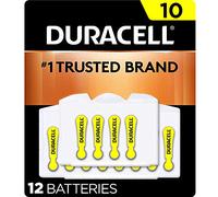 Duracell Batterie per apparecchi acustici gialle misura 10, confezione da 12, 10 A, batteria per apparecchi acustici con potenza a lunga durata, installazione EasyTab extra lunga per dispositivi