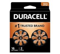 Duracell Batterie per apparecchi acustici marroni, misura 312, confezione da 16, batterie per apparecchi acustici 312A con potenza di lunga durata, installazione EasyTab extra lunga per apparecchi
