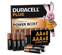 DURACELL Batterie Plus AA & AAA (Confezione combinata da 16) - Con POWER BOOST Actives - 0% di plastica nella confezione - Garanzia di 10 anni nell'ambiente di stoccaggio - MN150/ MN2400