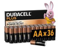 DURACELL Batterie Plus AA (Confezione da 36) - Batterie Alcaline da 1,5 V - Fino al 150% di durata extra con Attivi POWER BOOST- Affidabilità per i dispositivi di utilizzo quotidiano -LR6 MN1500