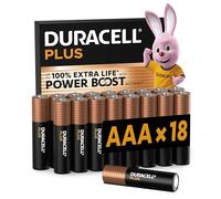 Duracell Batterie Plus AAA (pacco da 18), Pile Alcaline 1.5V, Fino al 100% di extra durata, Affidabilità per i dispositivi a uso quotidiano, 0% plastica, 10 anni di conservazione, LR03 MN2400