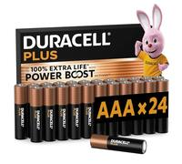 DURACELL Batterie Plus AAA (Confezione da 24) - Batterie Alcaline da 1,5 V - Fino al 100% di durata extra con Attivi POWER BOOST - Affidabilità per i dispositivi di utilizzo quotidiano - LR03 MN2400