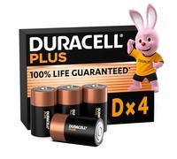 Duracell Batterie Plus D (pacco da 4) - Pile Alcaline 1.5V - Fino al 100% di extra durata - Affidabilità per i dispositivi a uso quotidiano - 0% plastica - 10 anni di conservazione- LR20 MN1300