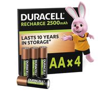 Duracell Batterie Ricaricabili AA (confezione da 4), 2500 mAh NiMH, pre-caricate