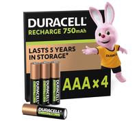 Duracell Batterie Ricaricabili AAA (Confezione da 4) Pile ricaricabili 750 mAh
