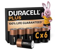 Duracell Batterie Plus C (pacco da 6) - Pile Alcaline 1.5V - Fino al 100% di extra durata - Affidabilità per i dispositivi a uso quotidiano - 0% plastica - 10 anni di conservazione - MN1400
