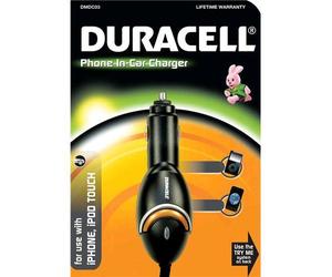 DURACELL CARICABATTERIA DA AUTO PER IPHONE 4 4S IPOD DMDC03 NEW