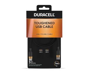 Duracell Cavo da USB-C a USB-C da 1 m, 60 W, cavo di ricarica rapida in nylon intrecciato USB tipo C per Samsung Galaxy, iPad, iPhone 15, iPhone 16, MacBook, Nintendo Switch e dispositivi USB-C, nero