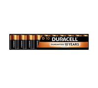 Duracell Coppertop D Batteries, 10 Count (1 Pack), D Battery with Long-lasting Power, All-Purpose Alkaline Battery for Household and Office Devices