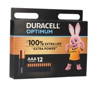 Duracell Batterie Optimum AAA (confezione da 12), Pile Alcaline da 1.5V, Fino al 100% di extra durata o extra potenza, Soddisfano i requisiti dei dispositivi moderni, 0% di plastica, LR03 MX2400