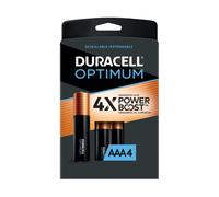 Duracell Optimum AAA Batterie | Confezione da 4 Pezzi | Batteria di Alimentazione Tripla A di Durata | Batteria alcalina AAA Ideale per Dispositivi domestici e da Ufficio | Confezione richiudibile per