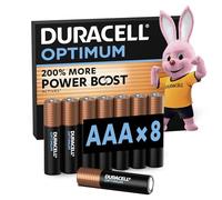 DURACELL Optimum AAA Batterie (Confezione da 8 ) - Batterie Alcaline da 1,5 V - 200% Più Attivi Power Boost - Soddisfano le Esigenze dei Dispositivi Moderni - 100% Riciclabili - MX1500