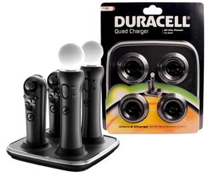 Duracell Quad Docking Caricabatteria Alimentatore per PS3 Ps VR Move Sub