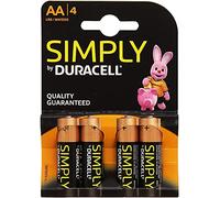 Duracell Simply Batterie alcaline, Stilo, AA, confezione 4 pezzi