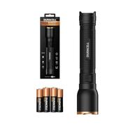 Duracell Torcia LED DF1500 Core - 1500 lumen, focalizzabile, 180 m, 4 batterie AA incluse, diverse modalità di illuminazione, resistente agli spruzzi, alloggiamento robusto, pronto all'uso