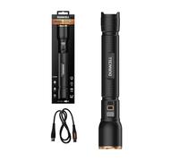 Duracell Torcia LED DF4000R Core Plus - 4000 lumen, focalizzabile, 200 m, ricaricabile USB-C, 2 batterie agli ioni di litio 18650, diverse modalità di illuminazione, resistente agli spruzzi