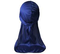 Durag - Cappello da uomo a coda lunga, morbido, per una facile gestione dell'acconciatura dopo il bagno e l'uso quotidiano, blu navy, Taglia unica