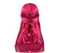 Durag - Cappello da uomo a coda lunga, morbido, per una facile gestione dell'acconciatura dopo il bagno e da indossare tutti i giorni, Rosso rosato, Taglia unica