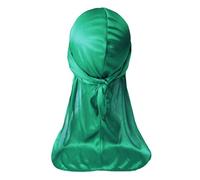 Durag - Cappello da uomo a coda lunga, morbido, per una facile gestione dell'acconciatura dopo il bagno e l'uso quotidiano, Verde, Taglia unica